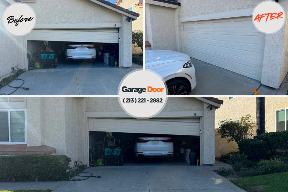 Before and after: garage door repair Logan, IA